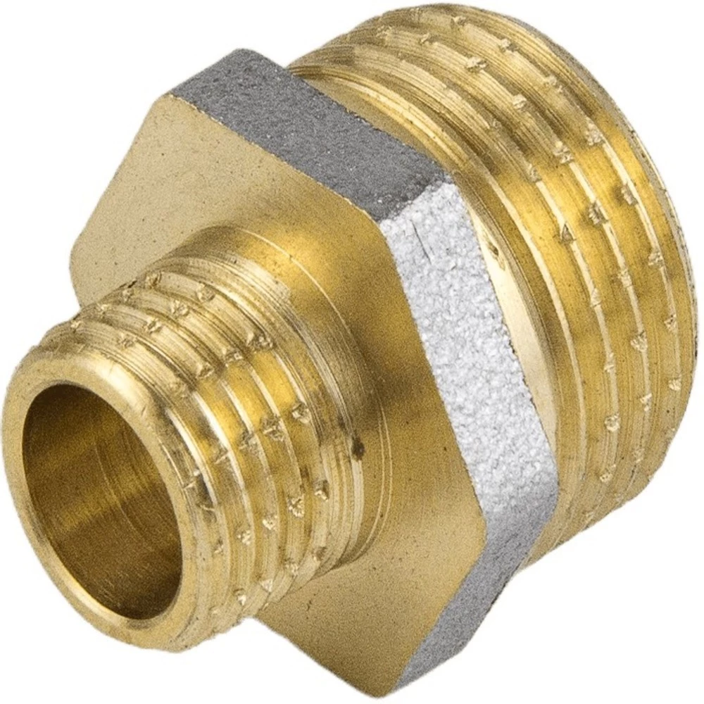 Ниппель переходной Aquasfera 9023-11 1 1/2″х1 1/4″ Ду40х32 Ру16, наружная/наружная резьба, корпус – латунь никелированная