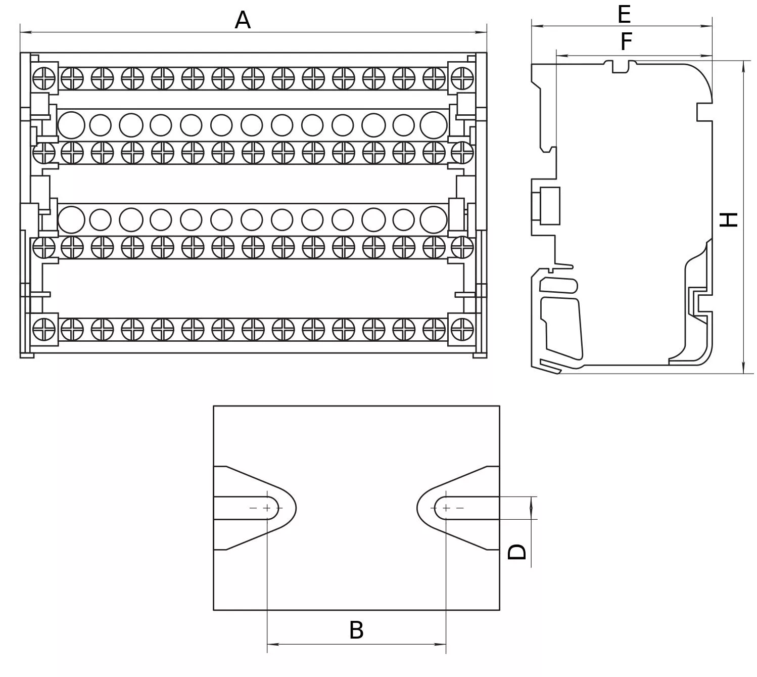 Шины на DIN-рейку ЭРА NO-224-16 в корпусе кросс-модуль ШНК 4х11 3L+PEN, количество полюсов - 4, количество зажимов на полюс - 11 Б0043934