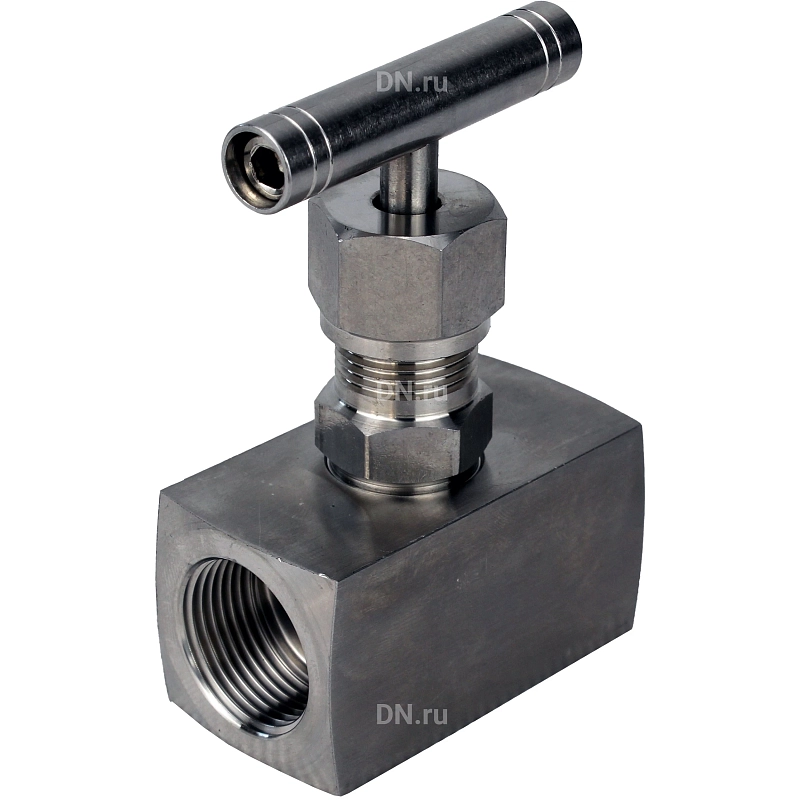 Клапан игольчатый VN3232M-T-Ht 1 1/4″ Ду32 Ру400 резьбовой, корпус - нержавеющая сталь 316, уплотнение - металл, с Т-образной рукояткой