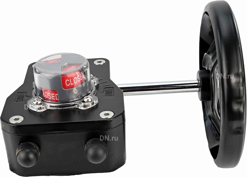 Редуктор четвертьоборотный HGB RQN4-1200Z с индикатором положения, корпус - алюминий, штурвал - 300 мм, квадрат штока 27х27, F10/F14